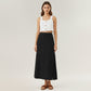 Maxi Skirt with Sleek Straight Silhouette and Soft Pleated Side Panel Detail for Elegant Flowing Movement