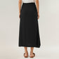 Maxi Skirt with Sleek Straight Silhouette and Soft Pleated Side Panel Detail for Elegant Flowing Movement