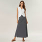 Maxi Skirt with Sleek Straight Silhouette and Soft Pleated Side Panel Detail for Elegant Flowing Movement