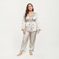 PLus Size Satin Pajama Set with Wrap Front Tie Waist Top and Straight Leg Pants