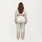 PLus Size Satin Pajama Set with Wrap Front Tie Waist Top and Straight Leg Pants