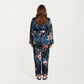 PLus Size Satin Pajama Set with Wrap Front Tie Waist Top and Straight Leg Pants