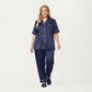 PLus Size Satin Pajama Set with Short Sleeve Button Front Top and Relaxed Straight Leg Pants