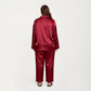 PLus Size Satin Pajama Set with Long Sleeve Button Front Top and Relaxed Straight Leg Pants