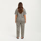 PLus Size Leopard Print Pajama Set with Soft Satin Finish Relaxed Button Front Top and Straight Leg Pants
