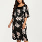 PLus Size Satin Nightgown with Allover Floral Print Relaxed Fit Scoop Neckline and Flowing Short Sleeves