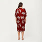 PLus Size Satin Nightgown with Allover Floral Print Relaxed Fit Scoop Neckline and Flowing Short Sleeves