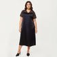 PLus Size Satin Nightgown with Delicate Lace V-Neck Short Sleeves and Soft Flowing Silhouette