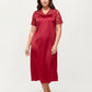 PLus Size Satin Nightgown with Delicate Lace V-Neck Short Sleeves and Soft Flowing Silhouette