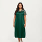 PLus Size Satin Nightgown with Delicate Lace V-Neck Short Sleeves and Soft Flowing Silhouette