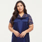 PLus Size Satin Nightgown with Delicate Lace V-Neck Short Sleeves and Soft Flowing Silhouette