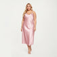 PLus Size Satin 2-Piece Robe and Slip Dress Set with Adjustable Spaghetti Straps and Soft Flowing Drape