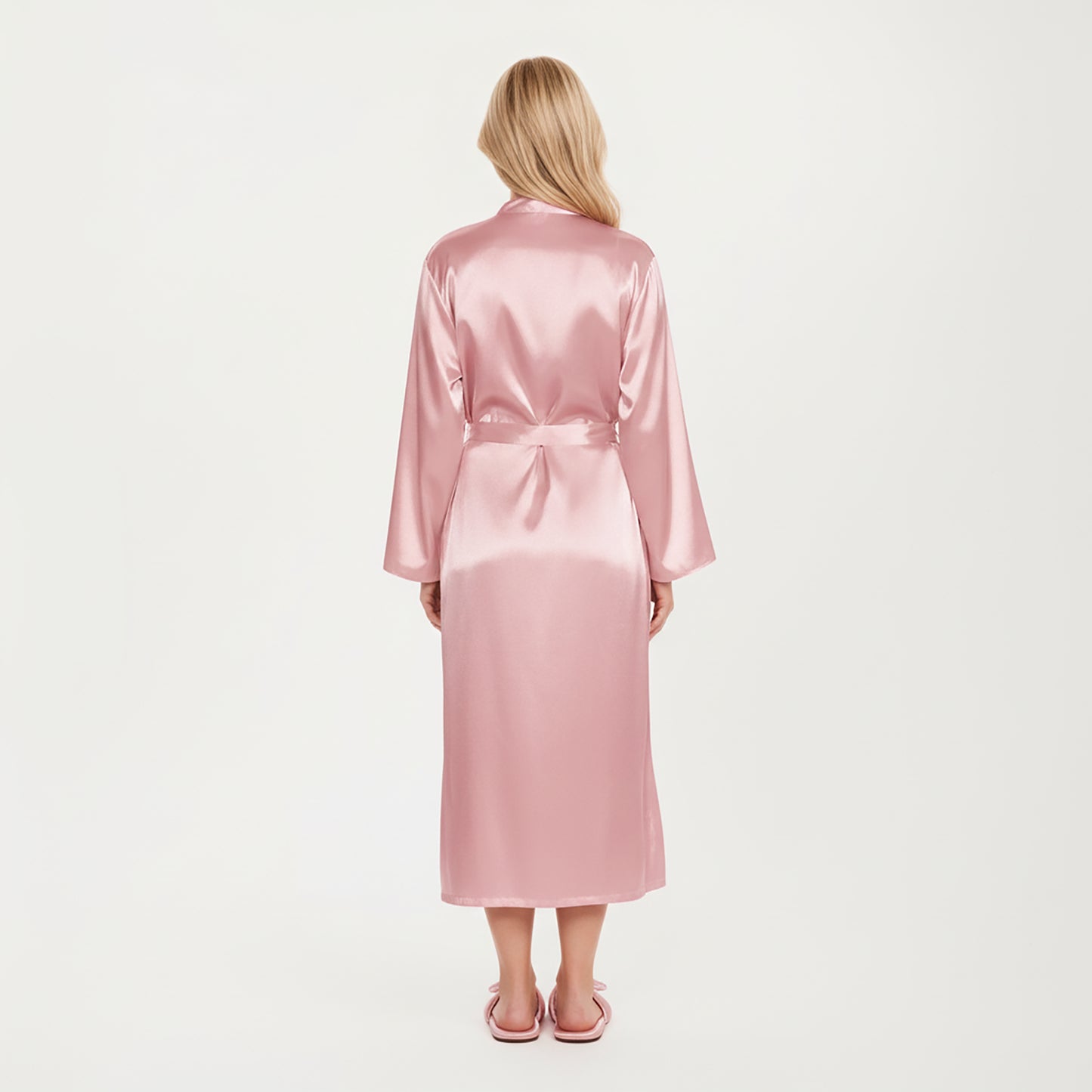 PLus Size Satin 2-Piece Robe and Slip Dress Set with Adjustable Spaghetti Straps and Soft Flowing Drape