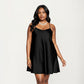PLus Size Satin Slip Dress with Soft Draping Fabric, Adjustable Spaghetti Straps and A-Line Silhouette