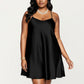 PLus Size Satin Slip Dress with Soft Draping Fabric, Adjustable Spaghetti Straps and A-Line Silhouette