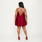 PLus Size Satin Slip Dress with Soft Draping Fabric, Adjustable Spaghetti Straps and A-Line Silhouette