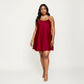 PLus Size Satin Slip Dress with Soft Draping Fabric, Adjustable Spaghetti Straps and A-Line Silhouette