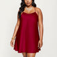 PLus Size Satin Slip Dress with Soft Draping Fabric, Adjustable Spaghetti Straps and A-Line Silhouette