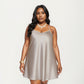 PLus Size Satin Slip Dress with Soft Draping Fabric, Adjustable Spaghetti Straps and A-Line Silhouette