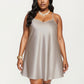 PLus Size Satin Slip Dress with Soft Draping Fabric, Adjustable Spaghetti Straps and A-Line Silhouette