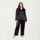 PLus Size 2-Piece Satin Pajama Set with Relaxed Button Front Top and Wide-Leg Pants