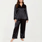 PLus Size 2-Piece Satin Pajama Set with Relaxed Button Front Top and Wide-Leg Pants