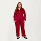 PLus Size 2-Piece Satin Pajama Set with Relaxed Button Front Top and Wide-Leg Pants