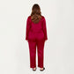 PLus Size 2-Piece Satin Pajama Set with Relaxed Button Front Top and Wide-Leg Pants