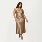 PLus Size Satin Robe and Slip Set with Smooth Draping Fabric and Elegant Silhouette