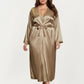 PLus Size Satin Robe and Slip Set with Smooth Draping Fabric and Elegant Silhouette