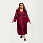 PLus Size Satin Robe and Slip Set with Smooth Draping Fabric and Elegant Silhouette