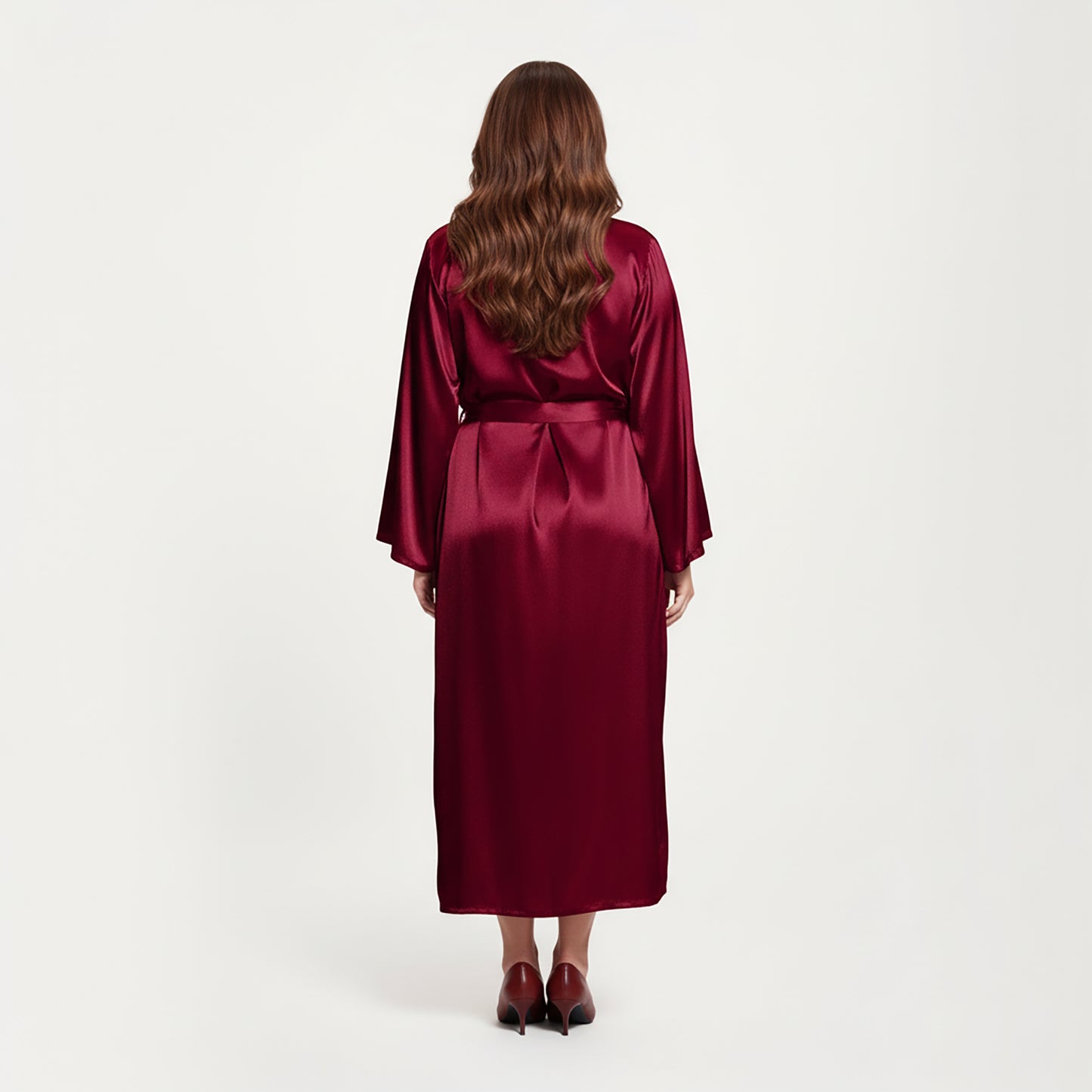 PLus Size Satin Robe and Slip Set with Smooth Draping Fabric and Elegant Silhouette