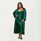 PLus Size Satin Robe and Slip Set with Smooth Draping Fabric and Elegant Silhouette