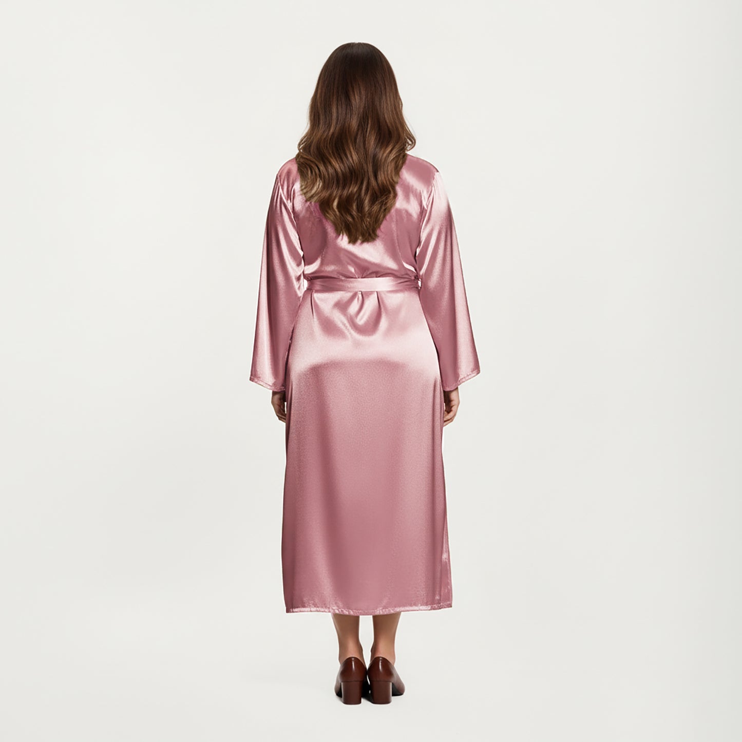 PLus Size Satin Robe and Slip Set with Smooth Draping Fabric and Elegant Silhouette