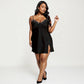 PLus Size Satin Robe and Slip Set with Soft Lace Trim on Sleeves and Delicate Sheen