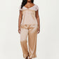 PLus Size 2-Piece Set Satin Lace Trim Sleep Top and Wide Leg Pants with Soft Draping Silhouette