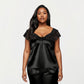 PLus Size 2-Piece Set Satin Lace Trim Sleep Top and Wide Leg Pants with Soft Draping Silhouette