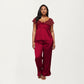 PLus Size 2-Piece Set Satin Lace Trim Sleep Top and Wide Leg Pants with Soft Draping Silhouette