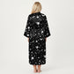 PLus Size Star Print Long Robe with Soft Satin Feel, Open Front Design, and Adjustable Waist Tie