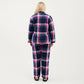 PLus Size 2-Piece Set Plaid Flannel Pajamas with Button-Front Long Sleeve Top and Soft Relaxed Fit Pants