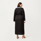 Plus Size Long Robe with Lace Trim on Collar and Cuffs Featuring Soft Flowing Fabric and Adjustable Belt