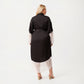 Plus Size Long Robe with Sheer Lace Hem and Sleeve Detailing and Soft Flowing Fabric