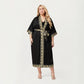 Plus Size Long Robe with Decorative Trim Detailing and Soft Flowing Fabric