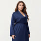 Plus Size Long Robe Set with Soft Draped Silhouette and Smooth Flowing Fabric for an Layered Lounge Look