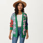 Multi Pattern Open Front Cardigan with Long Sleeves, Soft Knit Texture and Comfortable Relaxed Layering Fit