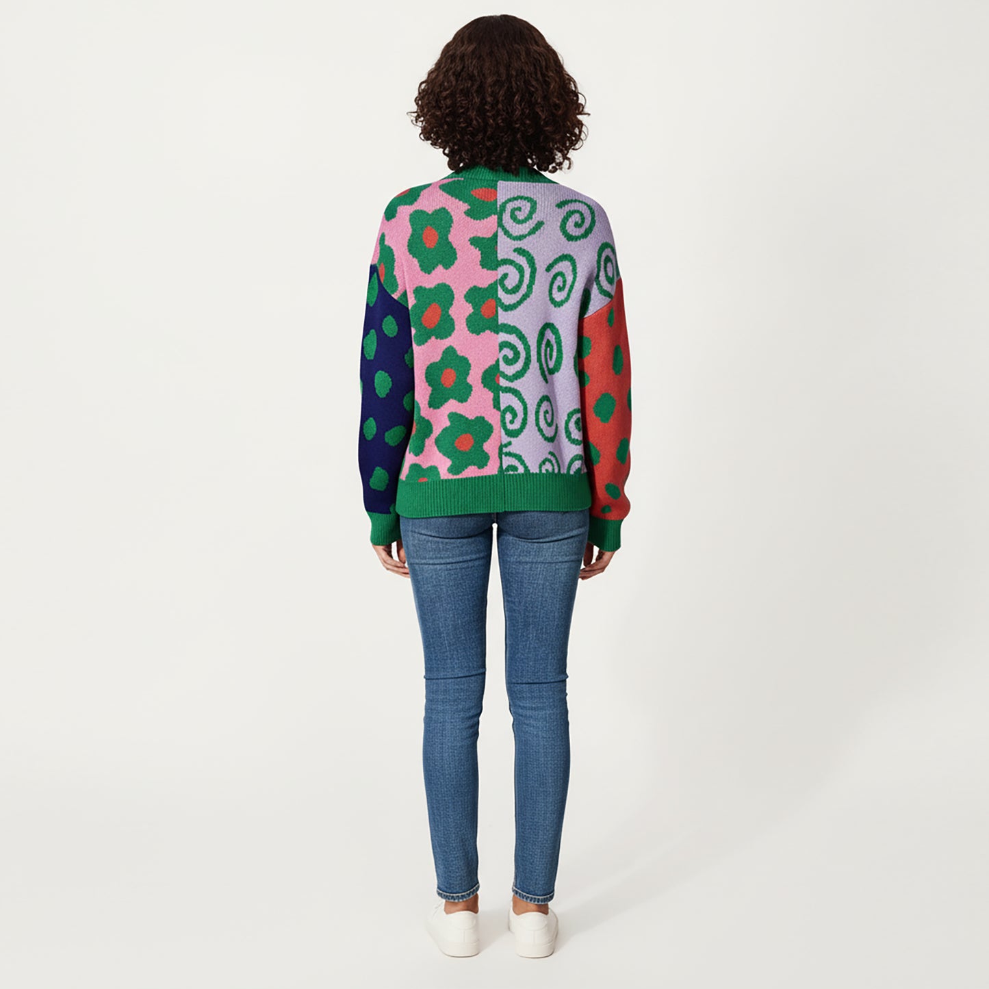 Multi Pattern Open Front Cardigan with Long Sleeves, Soft Knit Texture and Comfortable Relaxed Layering Fit