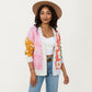 Multi Pattern Open Front Cardigan with Long Sleeves, Soft Knit Texture and Comfortable Relaxed Layering Fit