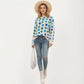 Flower Pattern Knit Sweater with Long Sleeves, Soft Textured Feel and Comfortable Relaxed Everyday Fit