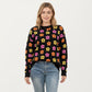 Flower Pattern Knit Sweater with Long Sleeves, Soft Textured Feel and Comfortable Relaxed Everyday Fit