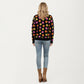 Flower Pattern Knit Sweater with Long Sleeves, Soft Textured Feel and Comfortable Relaxed Everyday Fit